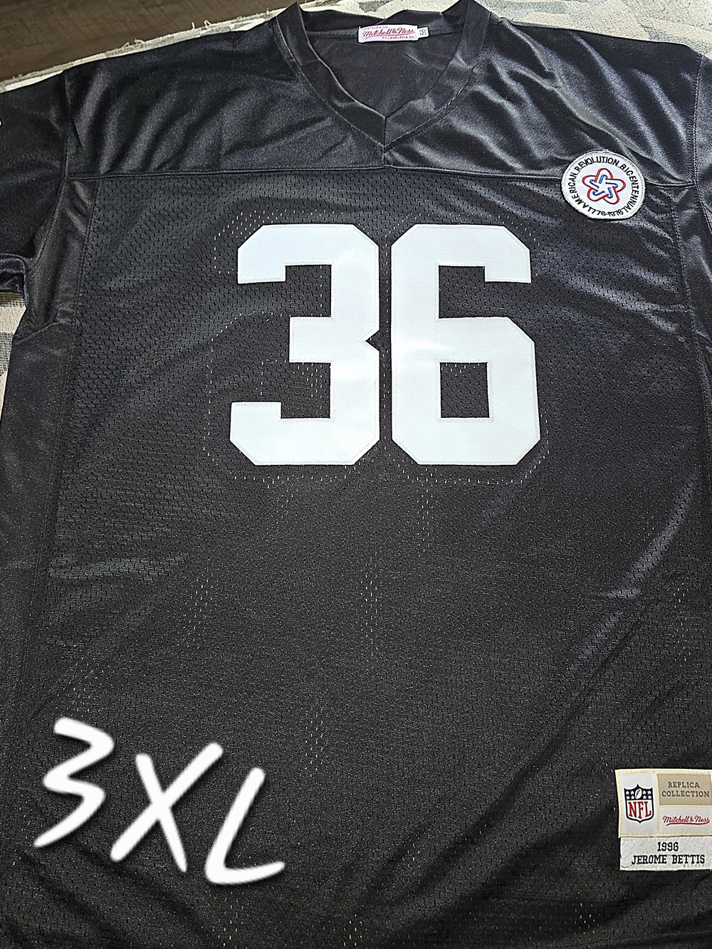 Mitchell & Ness Black Jersey with White 36 and Patch